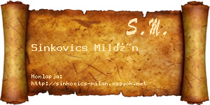 Sinkovics Milán névjegykártya