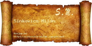 Sinkovics Milán névjegykártya