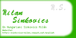 milan sinkovics business card